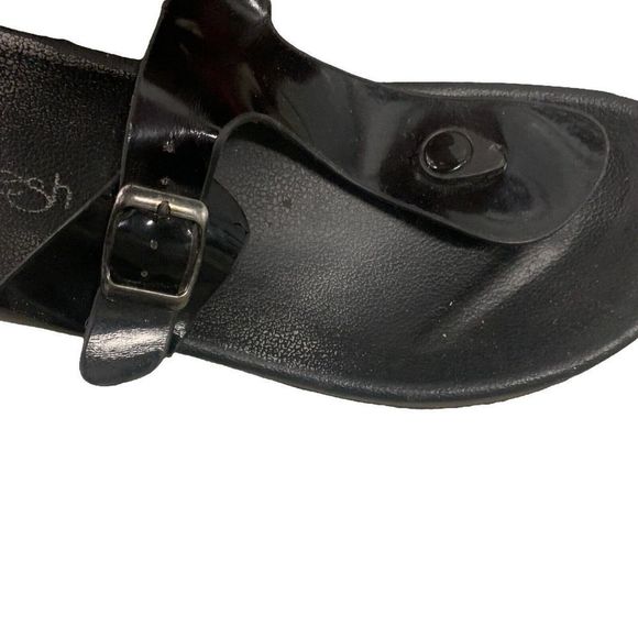 Refresh Womens Black Thong Sandals Sz 11 Buckle Preowned Gizeh Similar Style EUC - Picture 4 of 5